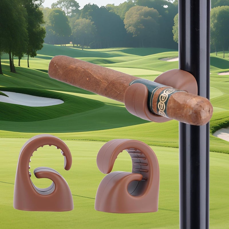 HMAZAE Magnetic Cigar Holder for Golf Cart, 2 Pack Universal Cigar Clip with Strong Magnet, Elasticity Silicone Stogie Accessories for Golfing Fishing Camping, Perfect Gifts for Men (Brown) - Image 1